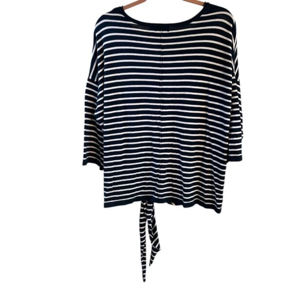 Time and Tru Striped Tie Waist V-neck Tee T-shirt Top Blouse XL 16-18 Plus Size - Picture 2 of 6